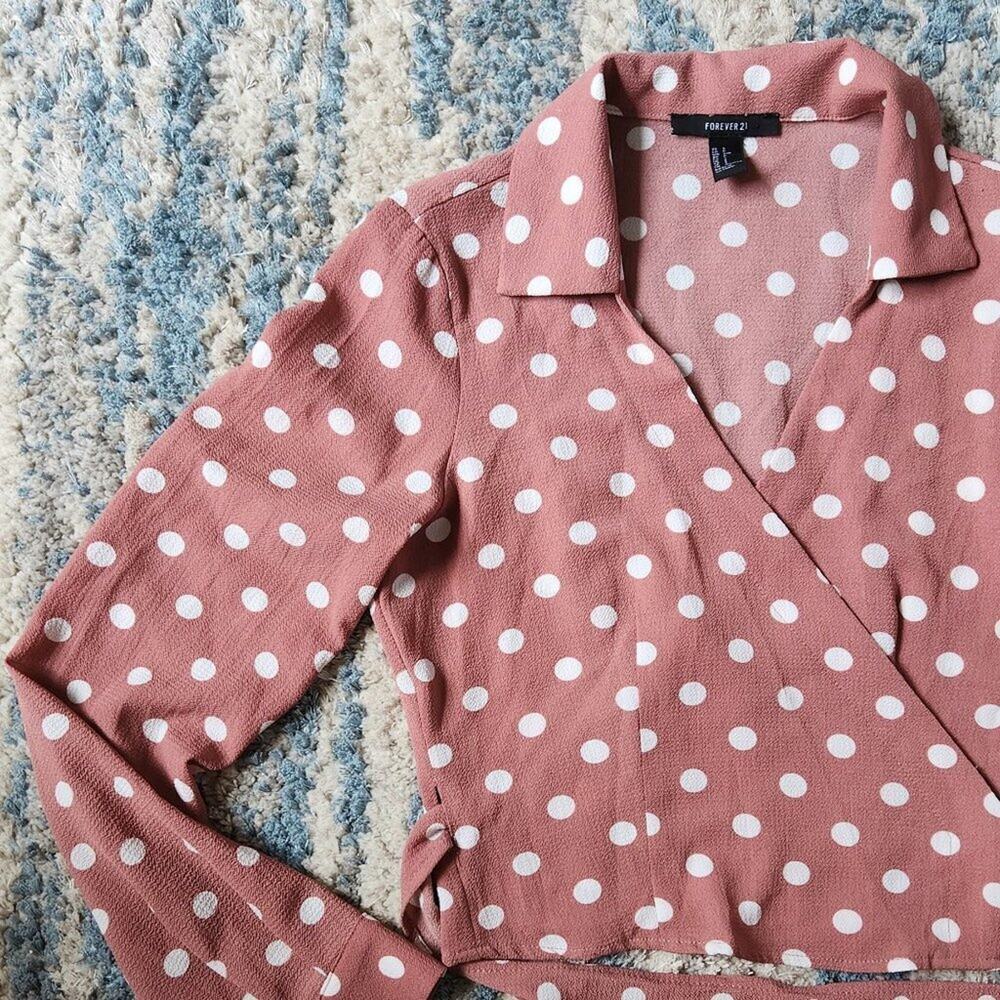 F21 Mauve Polka Dot Wrap Around Top || Small EUC - Picture 2 of 13